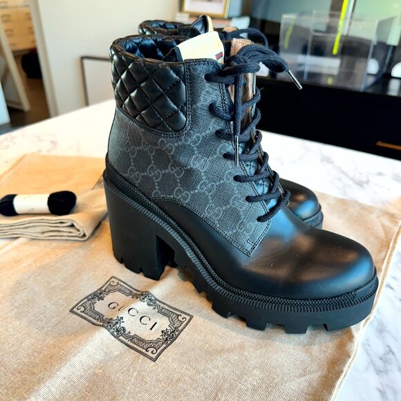 Gucci Women's GG Ankle Boot - Black Supreme Canvas - Size: 39 = 9 US - Picture 10 of 13